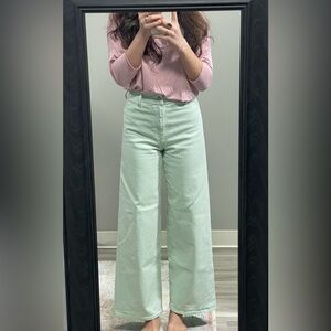 Universal Threat Mint Green Wide-Leg High Waisted Jeans